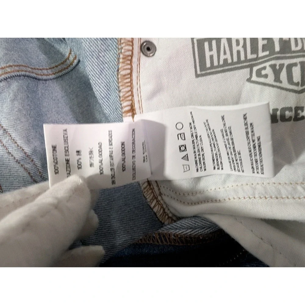 Harley-Davidson Straight Leg Jeans Men's 36x36 Light Wash Denim Biker